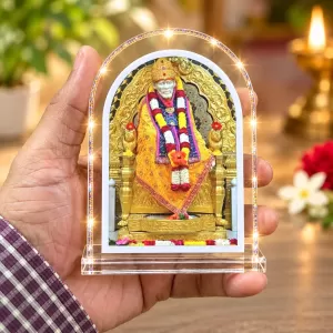 Shirdi Sai Baba L Shape Acrylic Showpiece 3 X 3.5 Inch For Home, Office And Car (F175967)