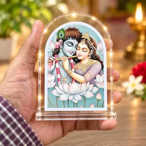 Radha Krishna L Shape Acrylic Showpiece 3 X 3.5 Inch For Home, Office And Car (F175968)
