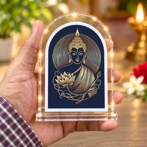 Buddha L Shape Acrylic Showpiece 3 X 3.5 Inch For Home, Office And Car (F176010)