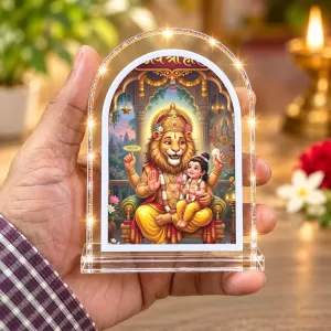 Lord Narashinga L Shape Acrylic Showpiece 3 X 3.5 Inch For Home, Office And Car (F176015)