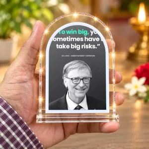 Bill Gates L Shape Acrylic Showpiece 3 X 3.5 Inch For Home, Office And Car (F176049)