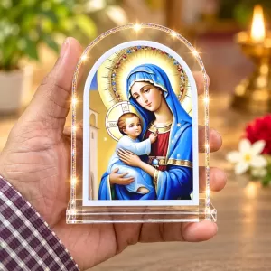 Virgin Mary And Baby Jesus L Shape Acrylic Showpiece 3 X 3.5 Inch For Home, Office And Car (F176079) Virgin Mary And Baby Jesus L Shape Acrylic Showpiece 3 X 3.5 Inch For Home, Office And Car (F176079)