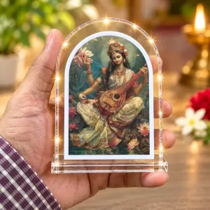Goddess Saraswati L Shape Acrylic Showpiece 3 X 3.5 Inch For Home, Office And Car (F176086) Goddess Saraswati L Shape Acrylic Showpiece 3 X 3.5 Inch For Home, Office And Car (F176086)