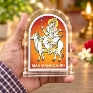 Maa Mahagauri L Shape Acrylic Showpiece 3 X 3.5 Inch For Home, Office And Car (F176094) Maa Mahagauri L Shape Acrylic Showpiece 3 X 3.5 Inch For Home, Office And Car (F176094)