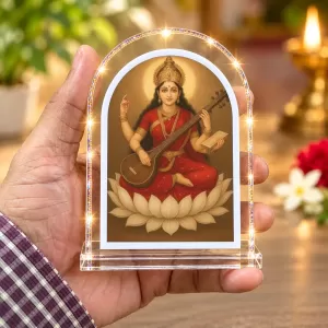 Goddess Saraswati L Shape Acrylic Showpiece 3 X 3.5 Inch For Home, Office And Car (F176101) Goddess Saraswati L Shape Acrylic Showpiece 3 X 3.5 Inch For Home, Office And Car (F176101)