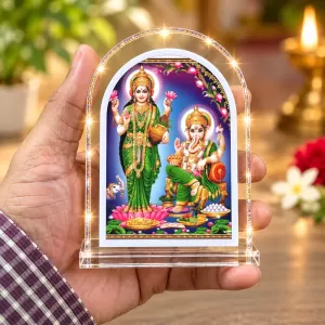 Lakshmi Ganesha L Shape Acrylic Showpiece 3 X 3.5 Inch For Home, Office And Car (F176141) Lakshmi Ganesha L Shape Acrylic Showpiece 3 X 3.5 Inch For Home, Office And Car (F176141)
