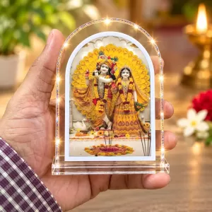 Radha Krishna L Shape Acrylic Showpiece 3 X 3.5 Inch For Home, Office And Car (F176145)