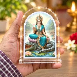 Maa Ganga L Shape Acrylic Showpiece 3 X 3.5 Inch For Home, Office And Car (F176163)