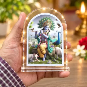 Lord Krishna L Shape Acrylic Showpiece 3 X 3.5 Inch For Home, Office And Car (F176186)