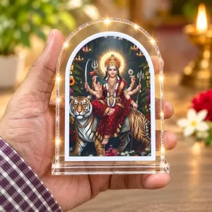 Durga Maa L Shape Acrylic Showpiece 3 X 3.5 Inch For Home, Office And Car (F176191)