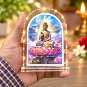 Buddha L Shape Acrylic Showpiece 3 X 3.5 Inch For Home, Office And Car (F176234)