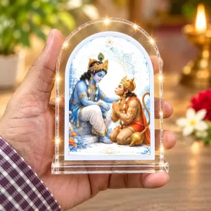 Lord Krishna And Hanuman L Shape Acrylic Showpiece 3 X 3.5 Inch For Home, Office And Car (F176239) Lord Krishna And Hanuman L Shape Acrylic Showpiece 3 X 3.5 Inch For Home, Office And Car (F176239)