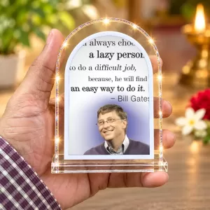 Bill Gates L Shape Acrylic Showpiece 3 X 3.5 Inch For Home, Office And Car (F176249)