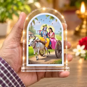Radha Krishna L Shape Acrylic Showpiece 3 X 3.5 Inch For Home, Office And Car (F176265)