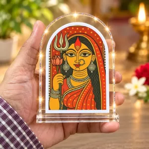 Durga Maa L Shape Acrylic Showpiece 3 X 3.5 Inch For Home, Office And Car (F176269)