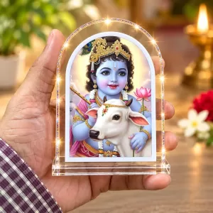 Lord Krishna L Shape Acrylic Showpiece 3 X 3.5 Inch For Home, Office And Car (F176327)