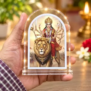 Durga Maa L Shape Acrylic Showpiece 3 X 3.5 Inch For Home, Office And Car (F176328)