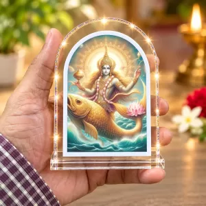 Maa Ganga L Shape Acrylic Showpiece 3 X 3.5 Inch For Home, Office And Car (F176350)