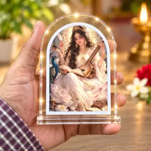 Goddess Saraswati L Shape Acrylic Showpiece 3 X 3.5 Inch For Home, Office And Car (F176356) Goddess Saraswati L Shape Acrylic Showpiece 3 X 3.5 Inch For Home, Office And Car (F176356)