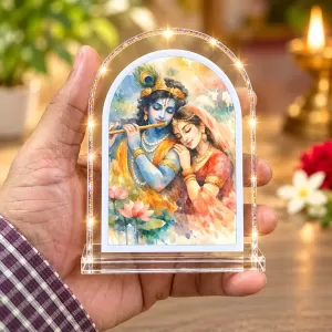 Radha Krishna L Shape Acrylic Showpiece 3 X 3.5 Inch For Home, Office And Car (F176407)