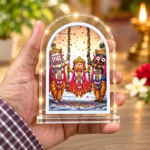 Lord Jagannath Balaram And Subhadra L Shape Acrylic Showpiece 3 X 3.5 Inch For Home, Office And Car (F176431) Lord Jagannath Balaram And Subhadra L Shape Acrylic Showpiece 3 X 3.5 Inch For Home, Office And Car (F176431)