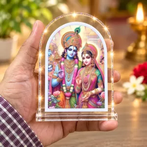 Radha Krishna L Shape Acrylic Showpiece 3 X 3.5 Inch For Home, Office And Car (F176444)