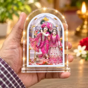 Radha Krishna L Shape Acrylic Showpiece 3 X 3.5 Inch For Home, Office And Car (F176452)
