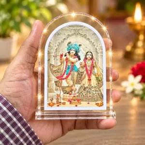 Radha Krishna L Shape Acrylic Showpiece 3 X 3.5 Inch For Home, Office And Car (F176476)