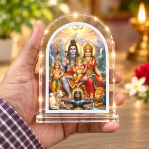 Lord Shiv And Durga L Shape Acrylic Showpiece 3 X 3.5 Inch For Home, Office And Car (F176478)