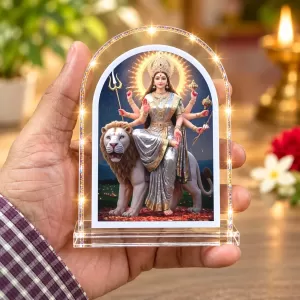 Durga Maa L Shape Acrylic Showpiece 3 X 3.5 Inch For Home, Office And Car (F176485)