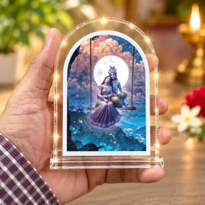 Radha Krishna L Shape Acrylic Showpiece 3 X 3.5 Inch For Home, Office And Car (F176499)