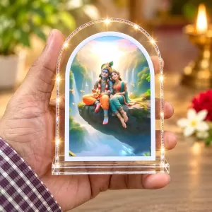 Radha Krishna L Shape Acrylic Showpiece 3 X 3.5 Inch For Home, Office And Car (F176510)