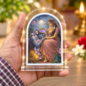Radha Krishna L Shape Acrylic Showpiece 3 X 3.5 Inch For Home, Office And Car (F176561)