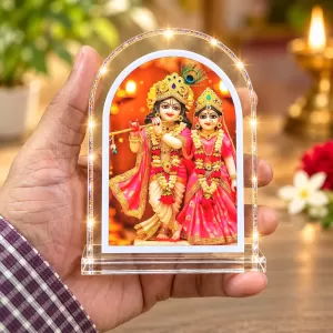 Radha Krishna L Shape Acrylic Showpiece 3 X 3.5 Inch For Home, Office And Car (F176569)