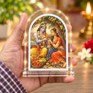 Radha Krishna L Shape Acrylic Showpiece 3 X 3.5 Inch For Home, Office And Car (F176570)