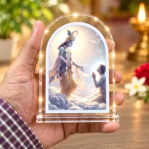 Lord Krishna L Shape Acrylic Showpiece 3 X 3.5 Inch For Home, Office And Car (F176576)