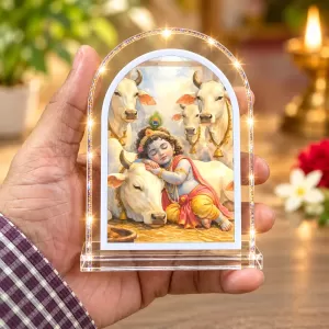 Lord Krishna L Shape Acrylic Showpiece 3 X 3.5 Inch For Home, Office And Car (F176582)