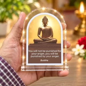 Buddha L Shape Acrylic Showpiece 3 X 3.5 Inch For Home, Office And Car (F176589)