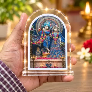 Radha Krishna L Shape Acrylic Showpiece 3 X 3.5 Inch For Home, Office And Car (F176594)