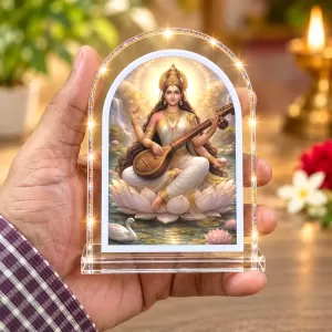 Goddess Saraswati L Shape Acrylic Showpiece 3 X 3.5 Inch For Home, Office And Car (F176612) Goddess Saraswati L Shape Acrylic Showpiece 3 X 3.5 Inch For Home, Office And Car (F176612)