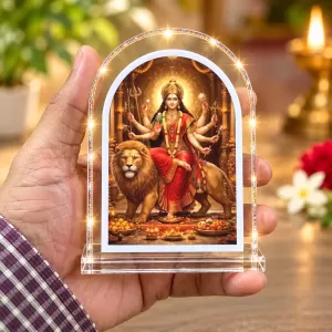 Durga Maa L Shape Acrylic Showpiece 3 X 3.5 Inch For Home, Office And Car (F176615)