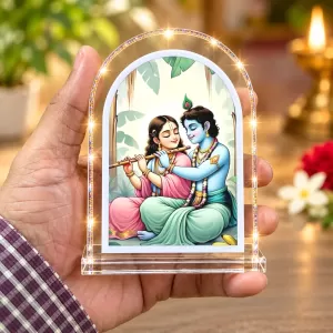 Radha Krishna L Shape Acrylic Showpiece 3 X 3.5 Inch For Home, Office And Car (F176624)