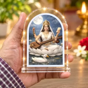 Goddess Saraswati L Shape Acrylic Showpiece 3 X 3.5 Inch For Home, Office And Car (F176628) Goddess Saraswati L Shape Acrylic Showpiece 3 X 3.5 Inch For Home, Office And Car (F176628)