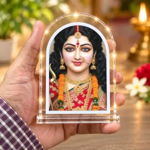 Durga Maa L Shape Acrylic Showpiece 3 X 3.5 Inch For Home, Office And Car (F176646)