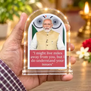 Narendra Modi L Shape Acrylic Showpiece 3 X 3.5 Inch For Home, Office And Car (F176673) Narendra Modi L Shape Acrylic Showpiece 3 X 3.5 Inch For Home, Office And Car (F176673)