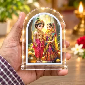 Radha Krishna L Shape Acrylic Showpiece 3 X 3.5 Inch For Home, Office And Car (F176676)