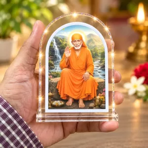 Sai Baba L Shape Acrylic Showpiece 3 X 3.5 Inch For Home, Office And Car (F176687)