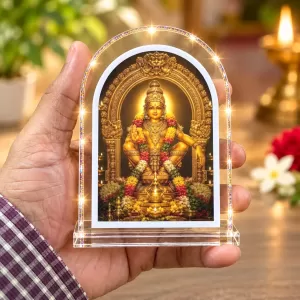 Lord Ayyappa Swamy L Shape Acrylic Showpiece 3 X 3.5 Inch For Home, Office And Car (F176691)