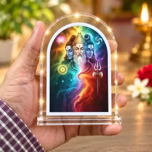Lord Brammha Vishnu Maheswar L Shape Acrylic Showpiece 3 X 3.5 Inch For Home, Office And Car (F176711) Lord Brammha Vishnu Maheswar L Shape Acrylic Showpiece 3 X 3.5 Inch For Home, Office And Car (F176711)