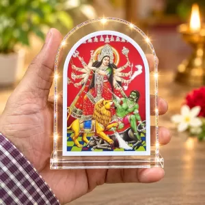 Durga Maa L Shape Acrylic Showpiece 3 X 3.5 Inch For Home, Office And Car (F176726)